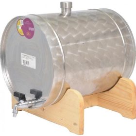 Pálinkatartály fekvő Panka inox 35L fa állványon