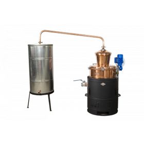   Vajdasági- DES pálinkafőző 100 L elektr. keverőmotorral, bilincses zárással, leeresztő csappal, 200 L hűtővel + 120.000 Ft értékű wellness utalvány