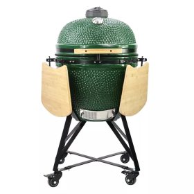   Kerámia Kerti Grill, Kamado L méret (23") zöld, +ajándék 120000Ft értékű****wellness utalvány
