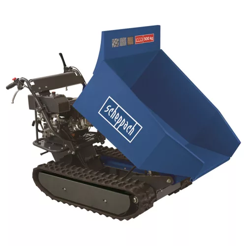 Benzinmotoros Szállítógép, Dömper, hernyótalppal, 500kg, 5,6LE, 196cm3, Scheppach DP 5000 +ajándék 160000Ft értékű**** wellness utalvány