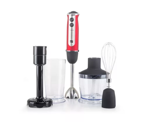 G21 VitalStick Mixer/Botmixer, 800W, fekete/piros, tartozékokkal (habverő/aprító)
