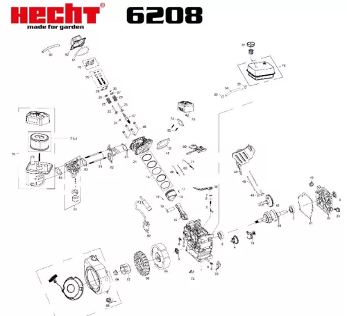 Karburátor tömítés HECHT 6208 Benzinmotoros Ágaprítóhoz (a 2025-ig gyártott modellekhez)