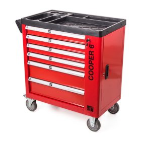   G21 Cooper 6 műhelykocsi, 6 fiókos, piros, max. terhelhetőség 150kg: fiókonként 25kg, +ajándék 120000Ft értékű****wellness utalvány