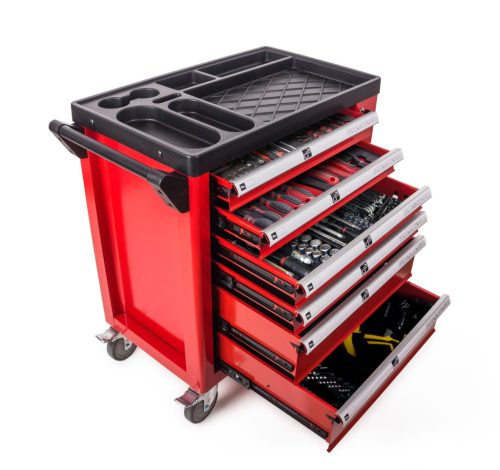 G21 Cooper 6 műhelykocsi, 6 fiókos, piros, max. terhelhetőség 150kg: fiókonként 25kg, +ajándék 120000Ft értékű****wellness utalvány