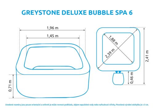 Felfújható pezsgőfürdő Marimex Greystone Deluxe Bubble Spa 6 NP + ajándék 160.000 Ft értékű **** Wellness utalvány