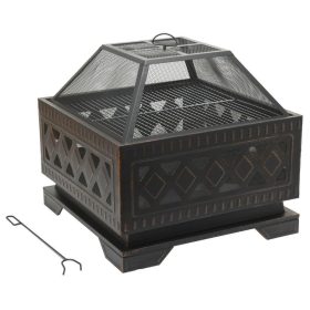 Cattara SQUARE réz patinás tűztér/tűztál fedéllel