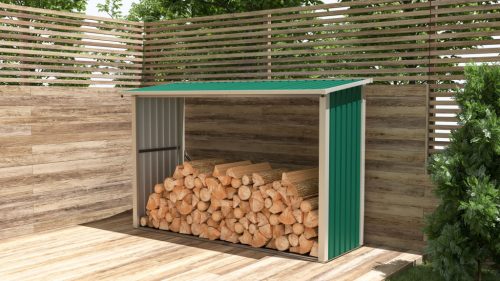 G21 WOH 335 tüzifa tároló - 242 x 89 cm, zöld