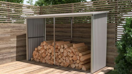 G21 WOH 682 tüzifa tároló - 302 x 119 cm, szürke