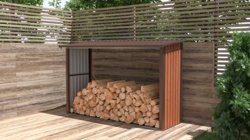 G21 WOH 335 tüzifa tároló - 242 x 89 cm, barna