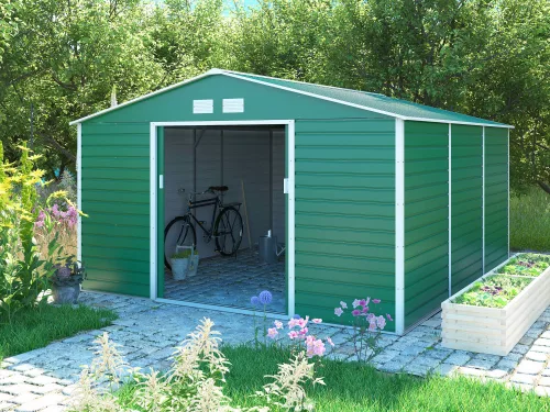 G21 GAH 1300 Kerti ház, szerszámtároló, 340 x 383 cm, acéllemez, zöld, +ajándék 80000Ft értékű****wellness utalvány