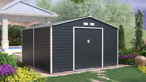 G21 GAH 1085 Kerti ház, szerszámtároló, 340 x 319 cm, acéllemez, antracit, +ajándék 120000Ft értékű****wellness utalvány