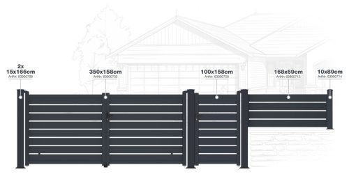Kapu G21 Reno 350x158 cm kétszárnyú, antracit színű