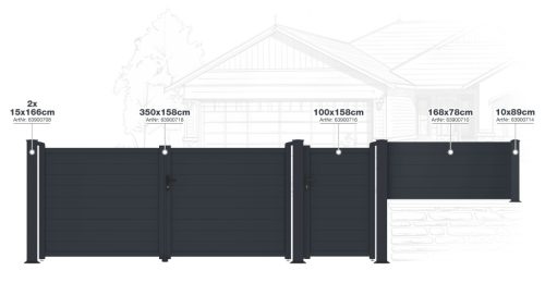 G21 Orlando 350x158 cm-es kétszárnyú kapu, antracit színben