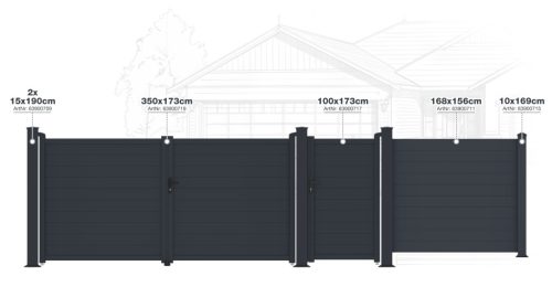 G21 Orlando 350x173 cm-es kétszárnyú kapu, antracit színben