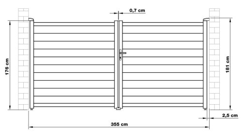 G21 Orlando 350x173 cm-es kétszárnyú kapu, antracit színben