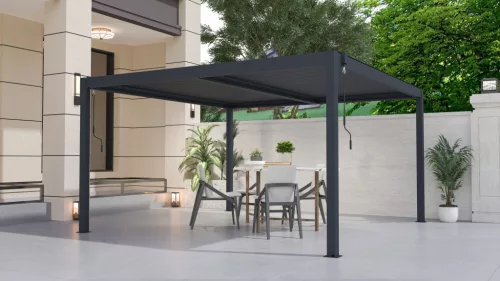 Bioklimatikus pergola G21 Austin 4x4 m, antracit színű, alumínium +AJÁNDÉK 200.000 Ft értékű****wellness utalvány