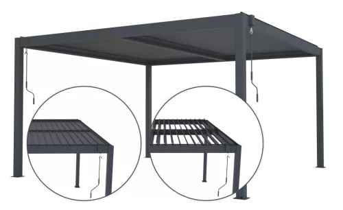 Bioklimatikus pergola G21 Austin 4x4 m, antracit színű, alumínium +AJÁNDÉK 200.000 Ft értékű****wellness utalvány
