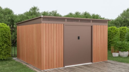 G21 GRAH 1132 Kerti ház, szerszámtároló - 340 x 333 cm, barna, +ajándék 120000Ft értékű****wellness utalvány