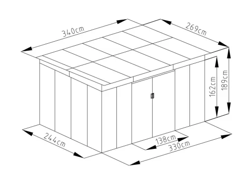 G21 GRAH 915 Kerti ház, szerszámtároló, 340 x 269 cm, metálszürke +ajándék 120000Ft értékű****wellness utalvány