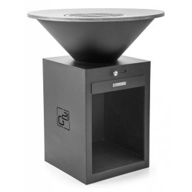   G21 Oregon Black szénacél modern kerti grillsütő planchával, 85 cm grillfelülettel, fatárolóval +120.000Ft értékű**** wellness utalvány 