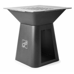   G21 Montana Black szénacél modern kerti grillsütő, planchával, 85 x 85 cm grillfelülettel, fatárolóval + 120.000Ft értékű**** wellness utalvány 