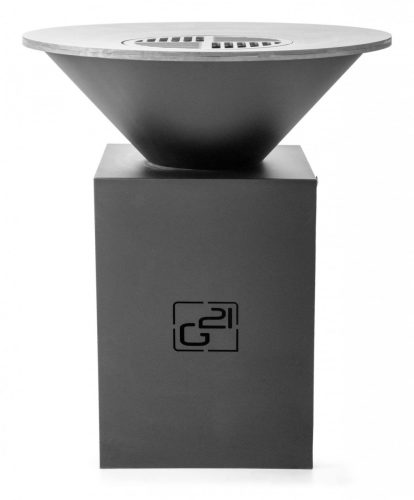 G21 Oregon Black szénacél modern kerti grillsütő planchával, 85 cm grillfelülettel, fatárolóval +120.000Ft értékű**** wellness utalvány 