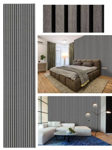 G21 Akusztikus panel 270x60,5x2,1 cm, sötétszürke tölgy (zajcsökkentő, dekor falpanel, falburkolat) 63910196 + ajándék 80.000Ft értékű ****wellness utalvány