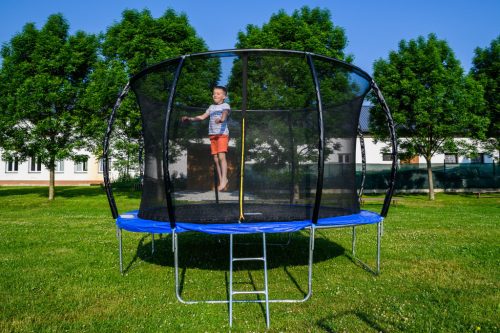 G21 SpaceJump trambulin védőhalóval, 305 cm, ajándék létrával, kék színben