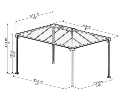 Kerti Pavilon, 430x295 cm, Palram Martinique 4300, akár összeszereléssel is +ajándék 80.000Ft értékű ****wellness utalvány