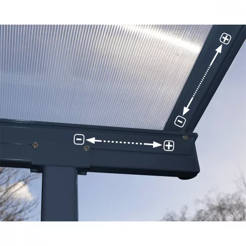 Palram Sierra 4200 szürke pergola, terasztető (426 x 286 cm) akár összeszereléssel is +ajándék 120000Ft értékű**** wellness utalvány