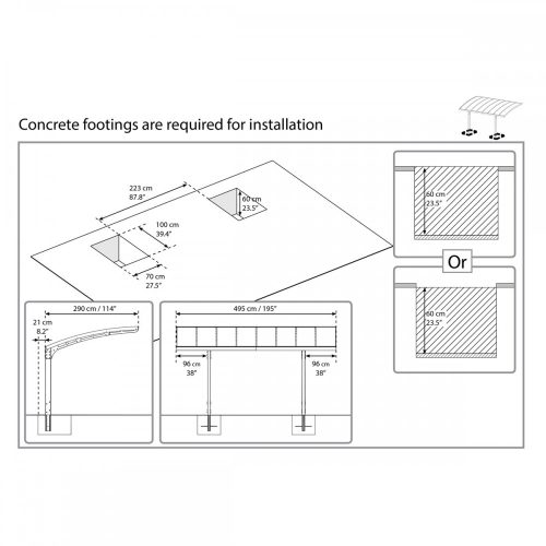 Fedett Kocsibeálló, 495x288 cm, Palram Arizona Wave 5000, akár összeszereléssel is +ajándék 80000Ft értékű ****wellness utalvány