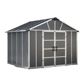   Kerti ház, Szerszámtároló, 271 x 332 cm, polikarbonát, Palram Yukon 11x9 antracit,  + 40.000 Ft-os wellness utalvány