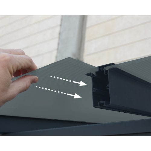 Palram Capri 3000 antracit/szürke Pergola, Terasztető, állítható méretű (300x300cm) akár összeszereléssel is +ajándék 40000Ft értékű**** wellness utalvány