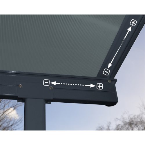 Palram Capri 3000 antracit/szürke Pergola, Terasztető, állítható méretű (300x300cm) akár összeszereléssel is +ajándék 40000Ft értékű**** wellness utalvány