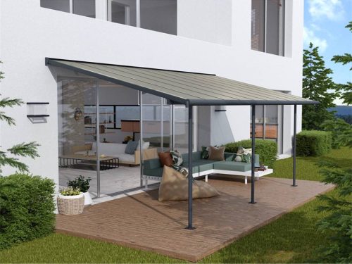 Palram Capri 4200 antracit/szürke 3 x 4,25 pergola, terasztető (426x286cm) akár összeszereléssel is, +ajándék 120000Ft értékű****wellness utalvány