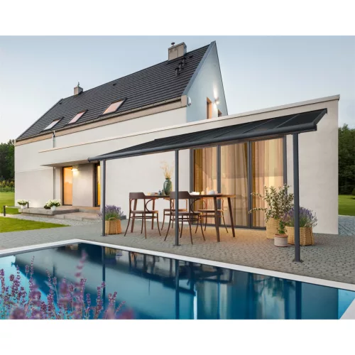 Palram Capri 5400 antracit/szürke 3 x 5,46 Pergola, Terasztető, állítható méretű, akár összeszereléssel is +ajándék 120000Ft értékű**** wellness utalvány 