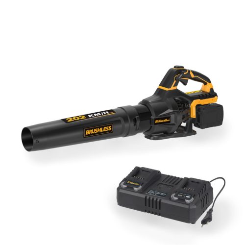 Riwall RABL 3220i SET Akkus lombfúvó 40 V, indukciós motorral (2x20V 4,5Ah akkuval és 4Ah dupla gyorstöltővel)