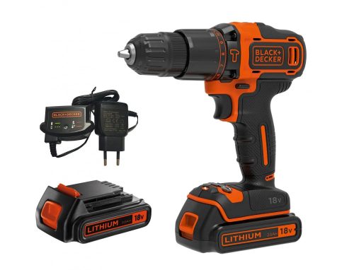 Black+Decker BDCHD18K1B2-QW Akkus ütvefúró-csavarozó, (2x2 Ah) akkuval és töltővel, kofferben +ajándék 80000Ft értékű****wellness utalvány