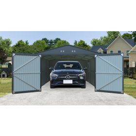   Riwall RMCG 20x13 Fém Garázs, Szerszámtároló, 3,86 x 6 m, nyeregtetővel (antracit) 
