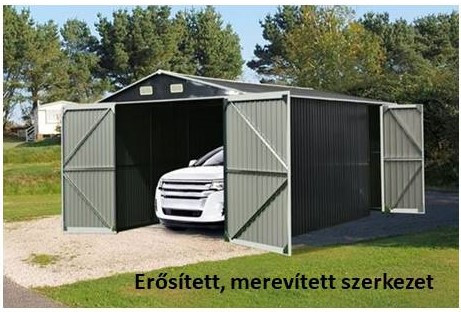 Riwall RMCG 20x13 Fém Garázs, Szerszámtároló, 3,86 x 6 m, nyeregtetővel (antracit) 