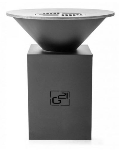 G21 Oregon Black szénacél modern kerti grillsütő planchával, 85 cm grillfelülettel, fatárolóval +120.000Ft értékű**** wellness utalvány 