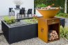 G21 Oregon Corten acél modern kerti grillsütő, planchával, 85 cm grillfelülettel, fatárolóval +120.000Ft értékű**** wellness utalvány 