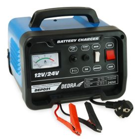   Dedra DEP021 akkumulátor töltő, egyenirányító, gyorstöltés funkcióval 12/24V > 25-180Ah.