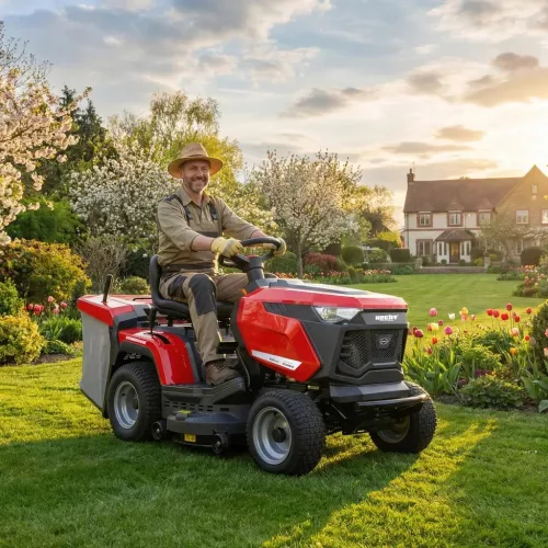 Hecht 5292 Kerti Fűnyíró Traktor 4 ütemű Loncin motorral, 452cm3/12,5LE, Fűgyűjtős, vágásszélesség: 92 cm BEÜZEMELVE SZÁLLÍTJUK!