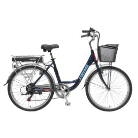   HECHT PRIME BLUE Elektromos Kerékpár+ kosár, 26"-os, aluminium váz, tárcsafék, Shimano váltó, 36V/11,6 Ah + 40.000 Ft értékű wellness utalvány