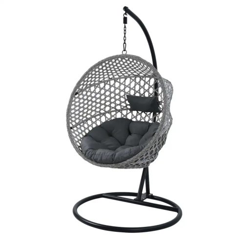 HECHT VICKY GREY függő fotel – kerti, összecsukható, párnával, fejtámasszal, szürke