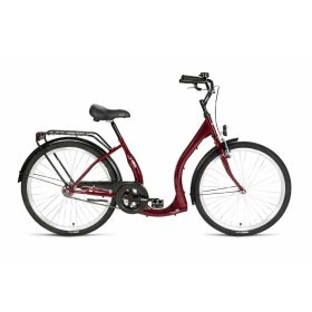   26" Velzen Hunyadi kerékpár vastag váz, metál bordó, női, biztonságos-alacsony átlépésű