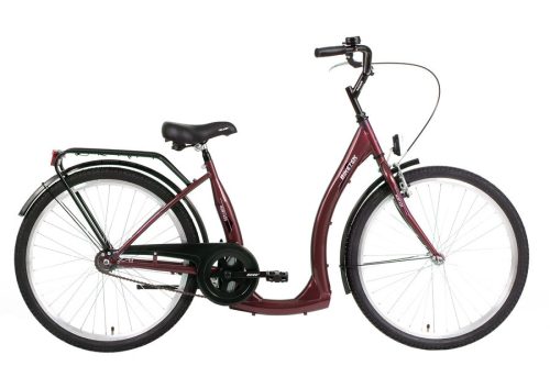 26" Biketek Hunyadi kerékpár vastag váz, bordó, női, biztonságos-alacsony átlépésű