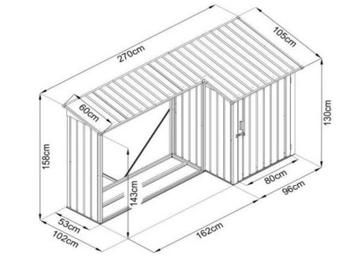 Riwall RMWS 3x9 Anthracite Tűzifatároló fészerrel 2,7 x 1,6 m